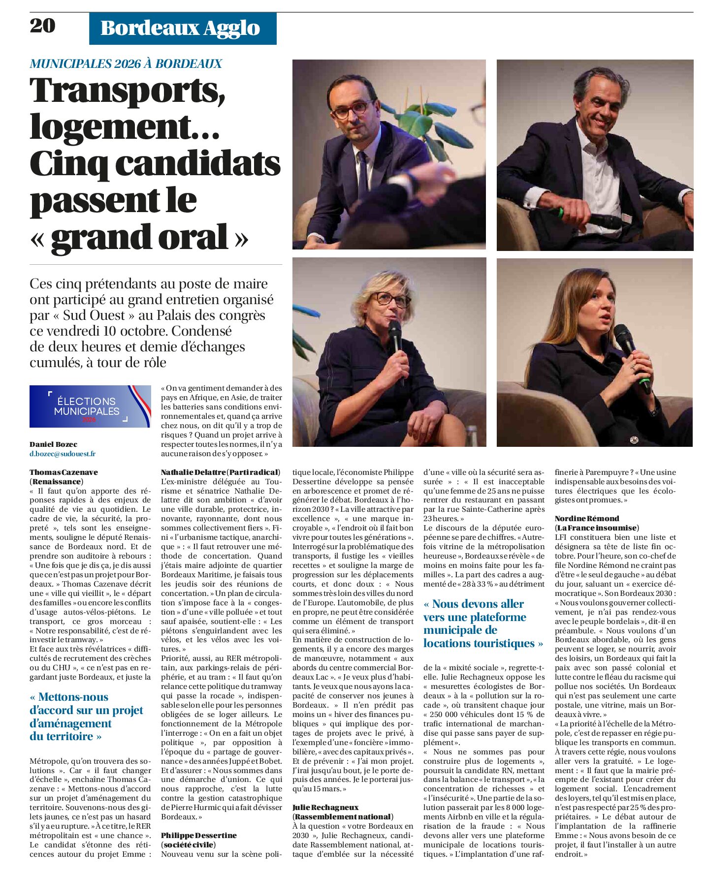 Transports, logement… Cinq candidats passent le « grand oral »