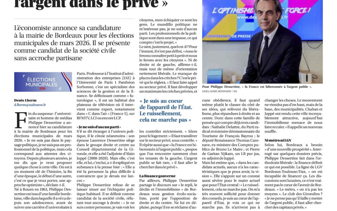 Dessertine veut « chercher l&rsquo;argent dans le privé »