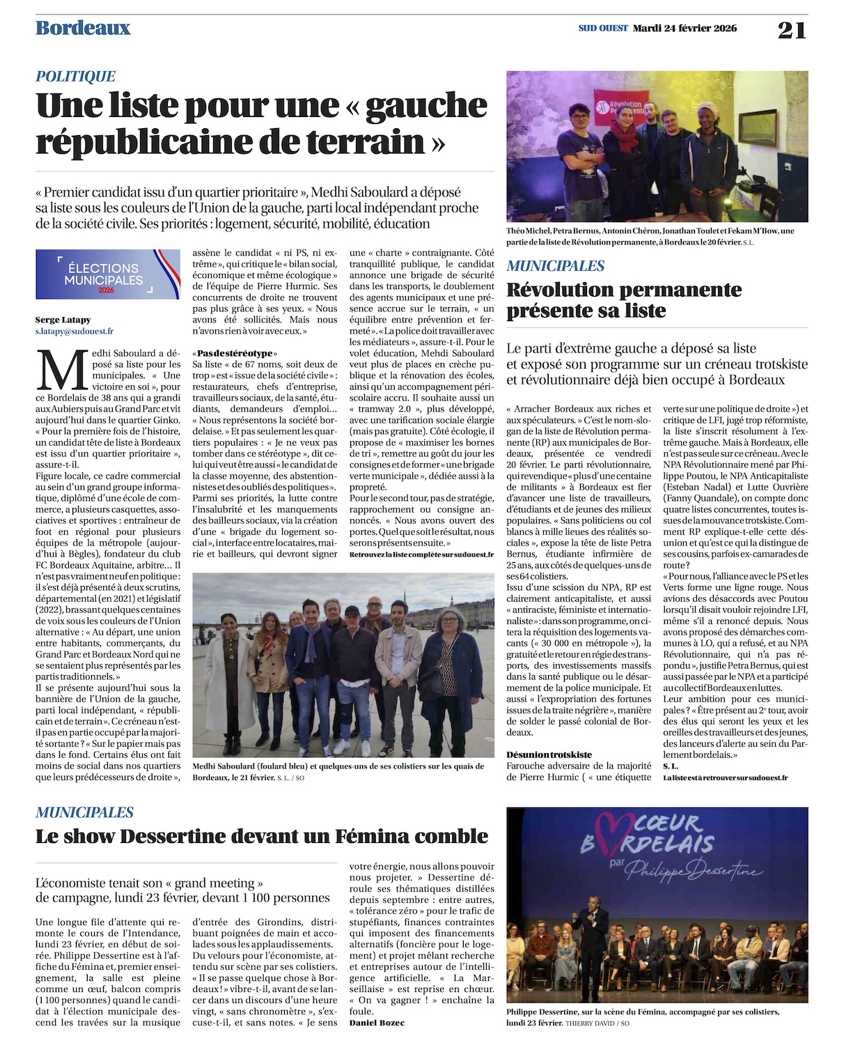 Municipales à Bordeaux : le show Dessertine devant un Fémina comble