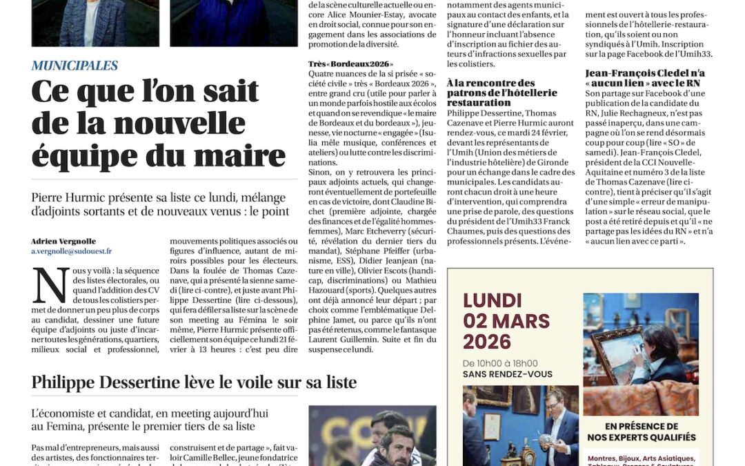 Municipales 2026 à Bordeaux. Des entrepreneurs, des artistes, des médecins, un général et un ex-footballeur pro : Dessertine lève le voile sur sa liste