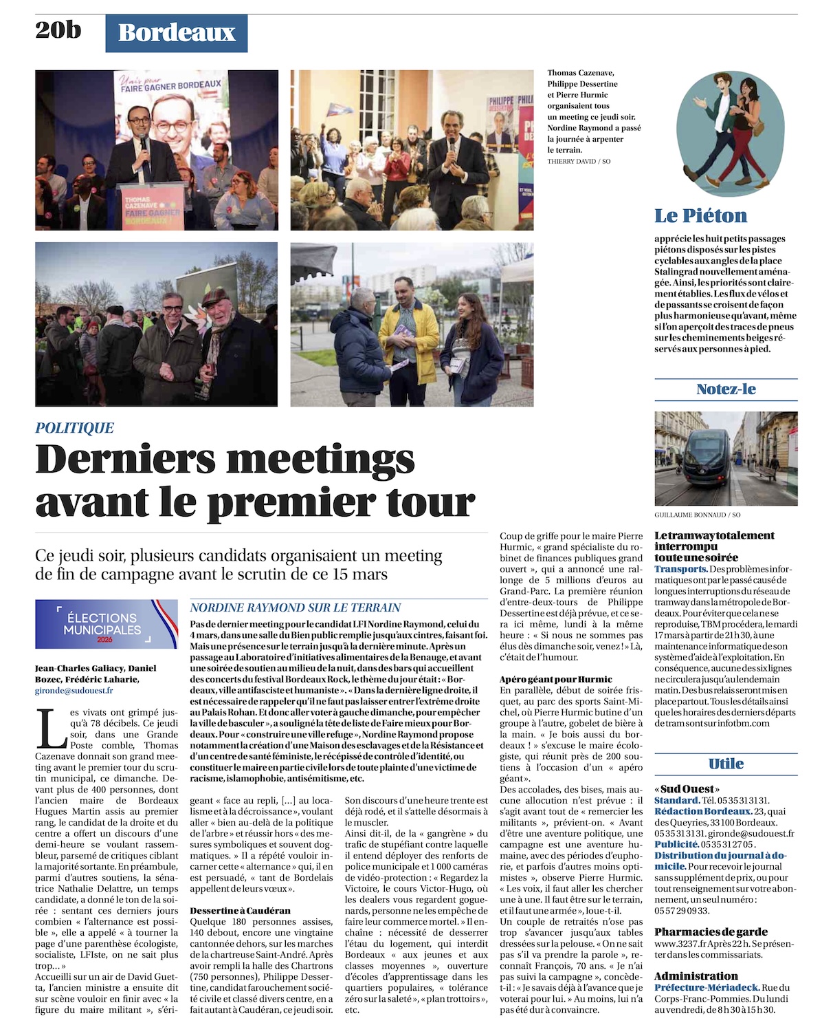 Municipales 2026 à Bordeaux : Hurmic, Cazenave, Dessertine, derniers meetings avant le premier tour