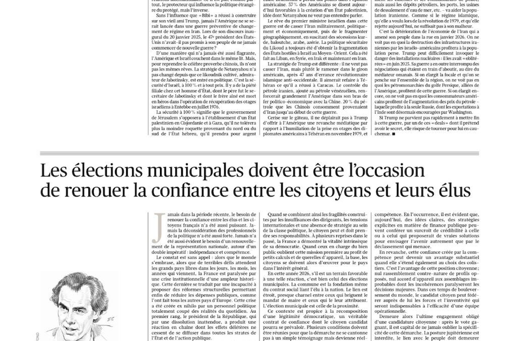 «Les élections municipales doivent être l’occasion de renouer la confiance entre les citoyens et leurs élus»