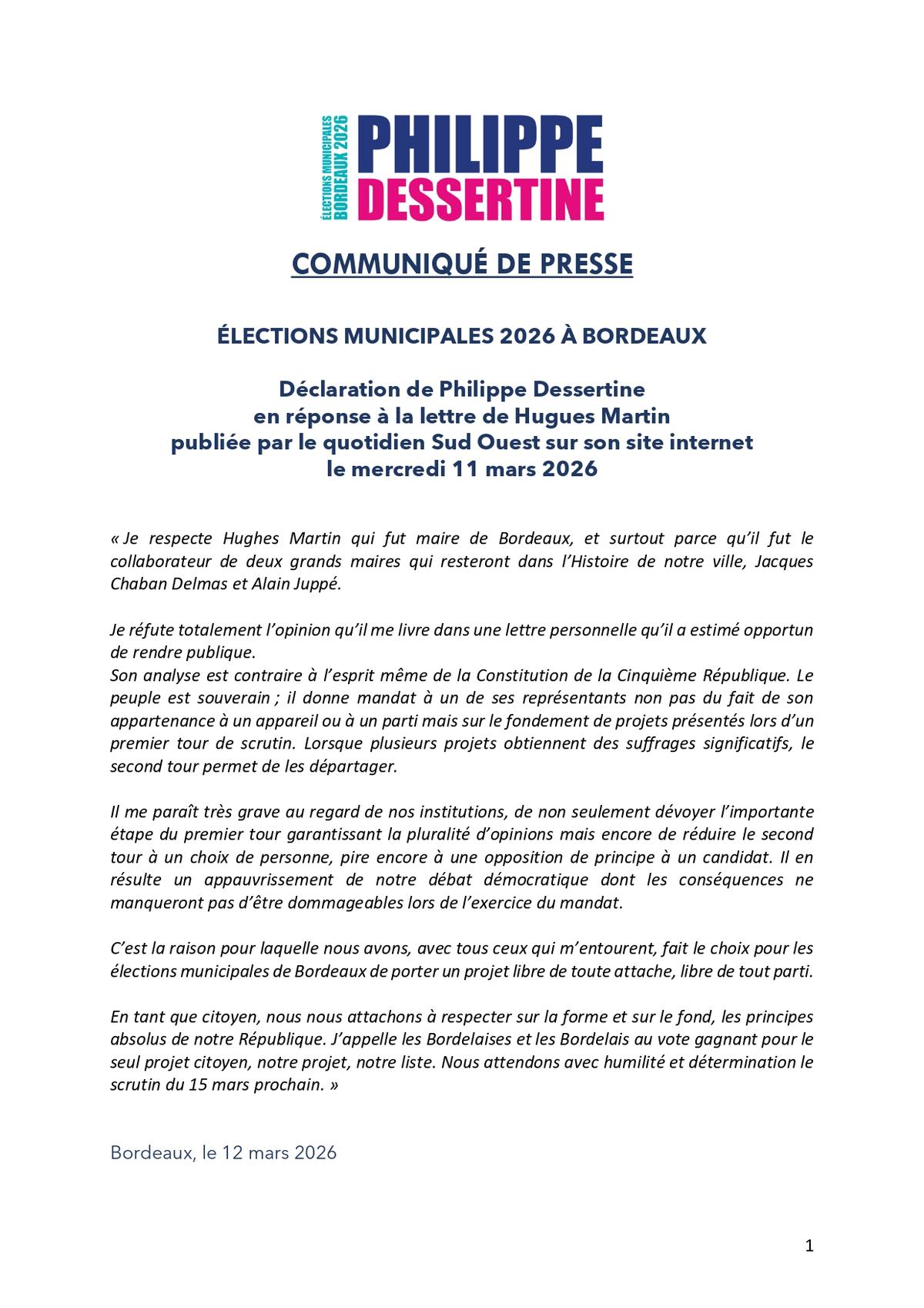 Municipales 2026 à Bordeaux : la réponse de Philippe Dessertine au « collaborateur de deux grands maires »